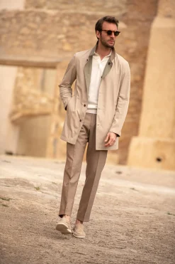 Beige And Green Reversible Raincoat - Made In Italy|Pini Parma Cheap