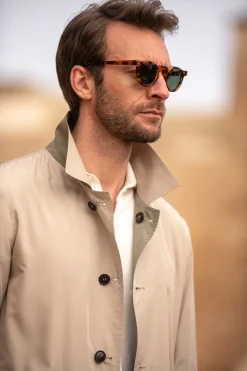 Beige And Green Reversible Raincoat - Made In Italy|Pini Parma Cheap