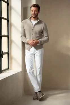 Beige Textured Cashmere Blend Cardigan – Made In Italy|Pini Parma Shop