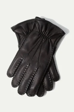 Black Cashmere Lined Deerskin Leather Gloves - Made In Italy|Pini Parma Discount