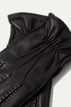 Black Cashmere Lined Deerskin Leather Gloves - Made In Italy|Pini Parma Discount