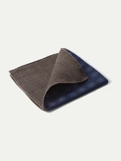 Blue And Brown Reversible Pocket Square - Made In Italy|Pini Parma Hot