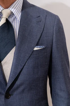 Blue And Grey Shantung Tie - Hand Made In Italy|Pini Parma Fashion