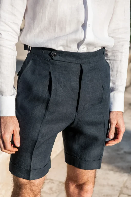 Blue Linen Shorts - Made In Italy|Pini Parma Hot