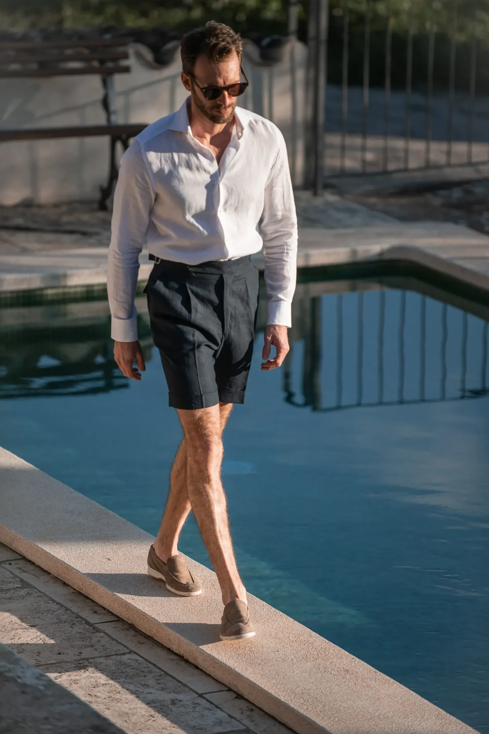 Blue Linen Shorts - Made In Italy|Pini Parma Hot