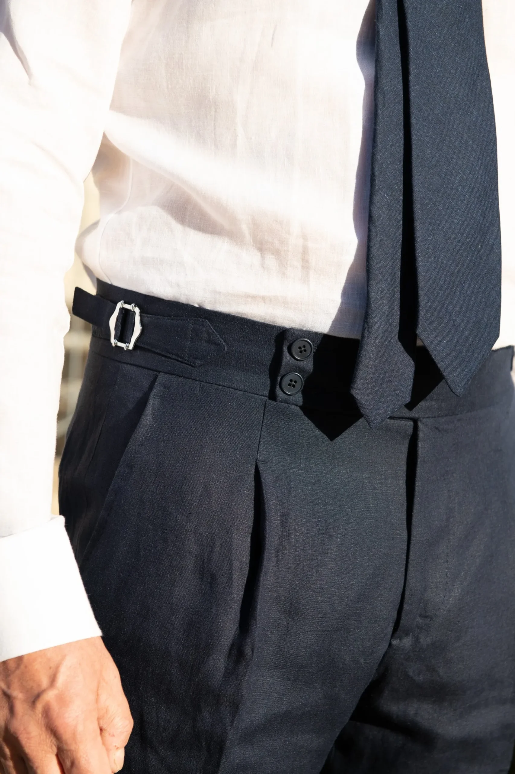 Blue Linen Trousers "Soragna Capsule Collection" - Made In Italy|Pini Parma Discount