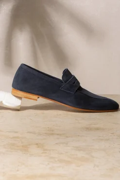Blue Soft Penny Loafers - Made In Italy|Pini Parma Clearance