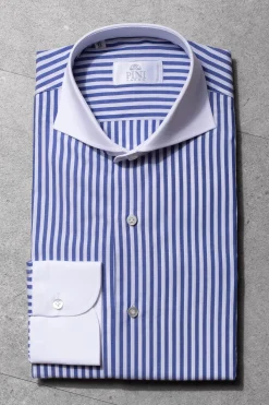 Blue Striped White Collar Shirt Limited Edition - Made In Italy|Pini Parma New