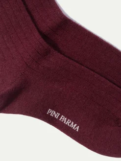 Bordeaux - Super Durable Wool Short Socks - Made In Italy|Pini Parma Clearance