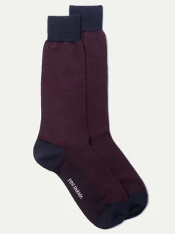 Bordeaux Herringbone Short Socks - Made In Italy|Pini Parma Cheap