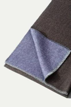 Brown And Light Blue Reversible Herringbone Scarf - Made In Italy|Pini Parma Best Sale