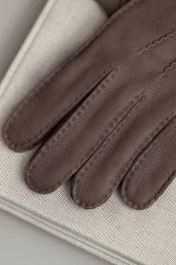 Brown Cashmere Lined Deerskin Leather Gloves - Made In Italy|Pini Parma Best