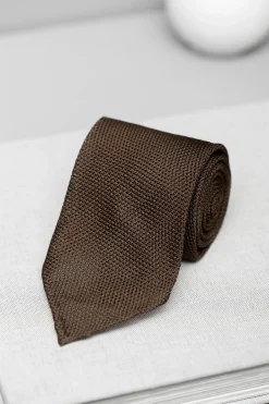 Brown Grenadine Silk Tie - Hand Made In Italy|Pini Parma Flash Sale