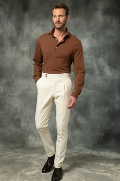 Brown Popover Polo Shirt - Made In Italy|Pini Parma Cheap