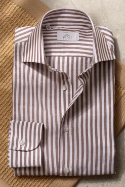 Brown Striped Shirt- Made In Italy|Pini Parma Store