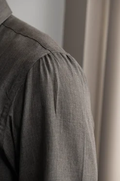 Button Down Grey Brushed Cotton Shirt - Made In Italy|Pini Parma Fashion