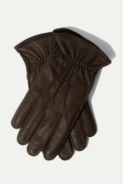 Dark Brown Cashmere Lined Deerskin Leather Gloves - Made In Italy|Pini Parma New