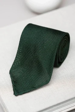 Green Grenadine Silk Tie - Hand Made In Italy|Pini Parma Sale