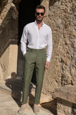 Green Linen Trousers 