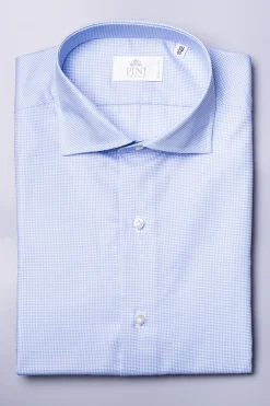 Houndstooth Light Blue Shirt - Made In Italy|Pini Parma Store