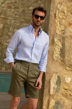 Kaki Cotton Shorts - Made In Italy|Pini Parma Clearance