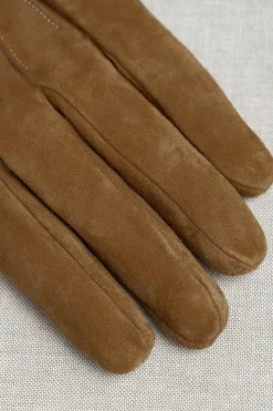 Nocciola Cashmere Lined Suede Gloves - Made In Italy|Pini Parma Sale
