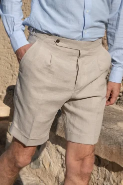 Stone Linen Shorts - Made In Italy|Pini Parma Store