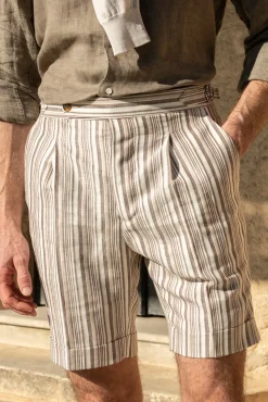 Striped Linen Shorts - Made In Italy|Pini Parma Best