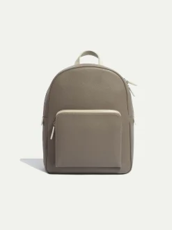 Taupe Leather Backpack - Made In Italy|Pini Parma Online