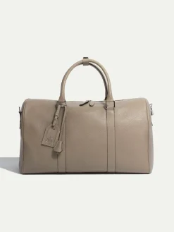Taupe Leather Weekender Bag - Made In Italy|Pini Parma Cheap