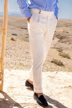 White Cotton Trousers "Soragna Capsule Collection" - Made In Italy|Pini Parma Best Sale