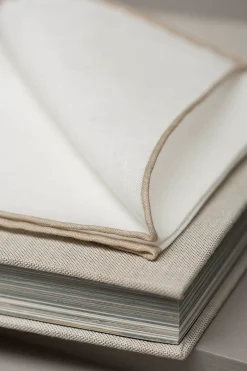 White/Beige Linen Pocket Square - Made In Italy|Pini Parma Hot
