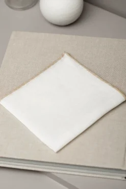 White/Beige Linen Pocket Square - Made In Italy|Pini Parma Hot