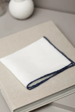 White/Blue Linen Pocket Square - Made In Italy|Pini Parma Shop