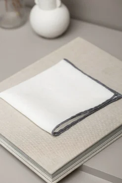 White/Grey Linen Pocket Square - Made In Italy|Pini Parma Sale