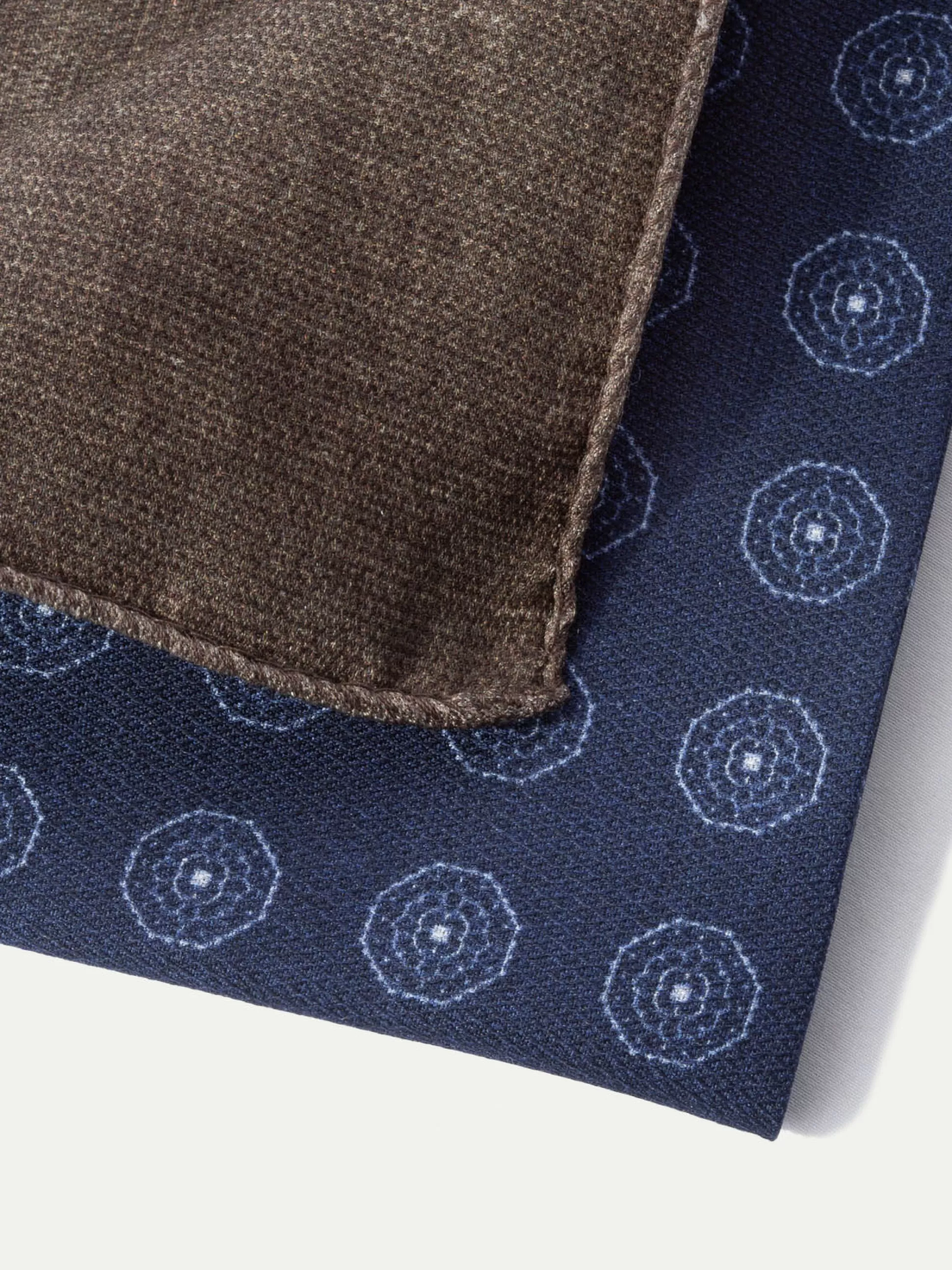 Blue And Brown Reversible Pocket Square - Made In Italy | Pini Parma Hot
