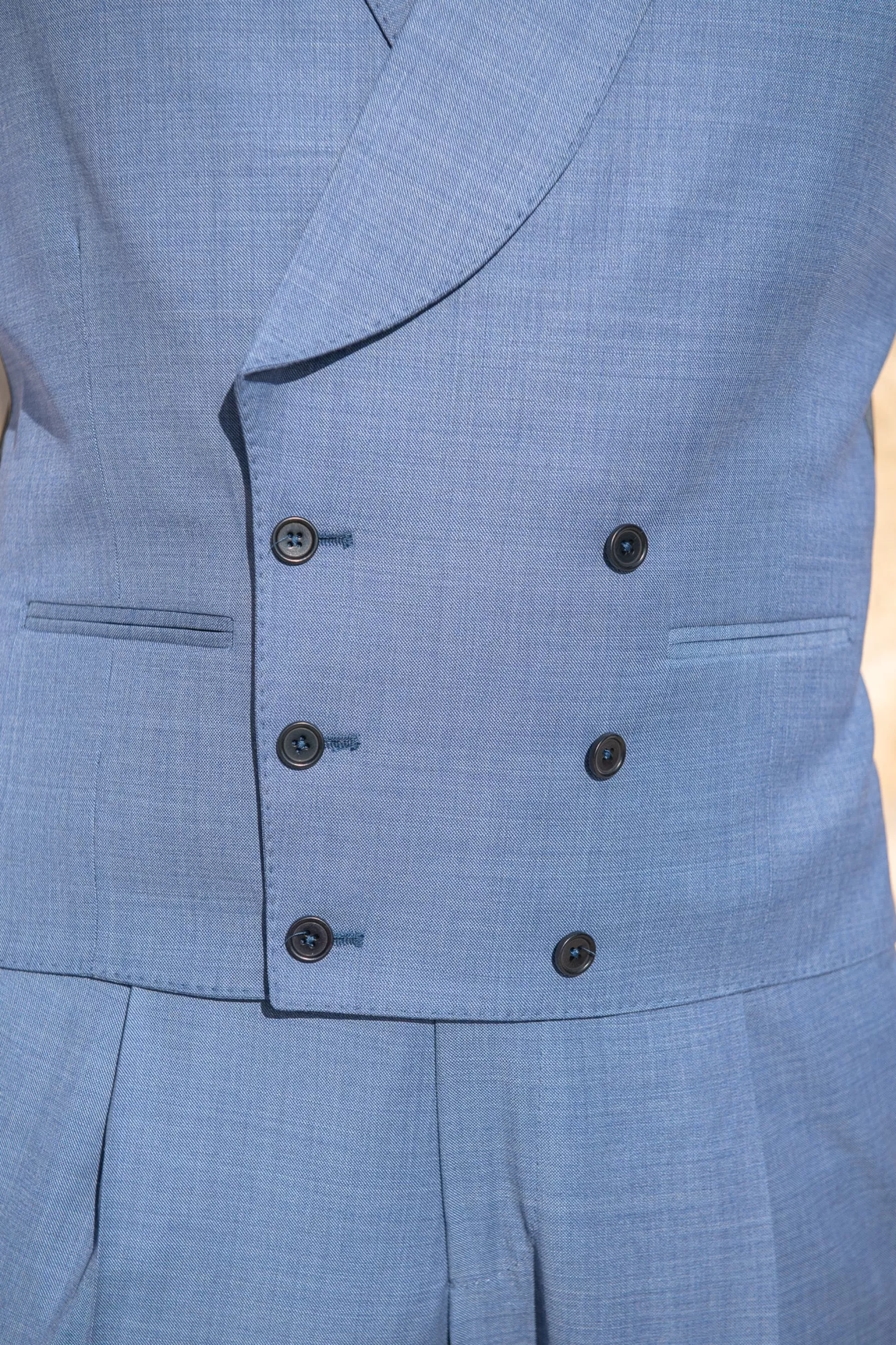 Light Blue Double Breasted Waistcoat "Made To Order" - Made In Italy | Pini Parma Cheap