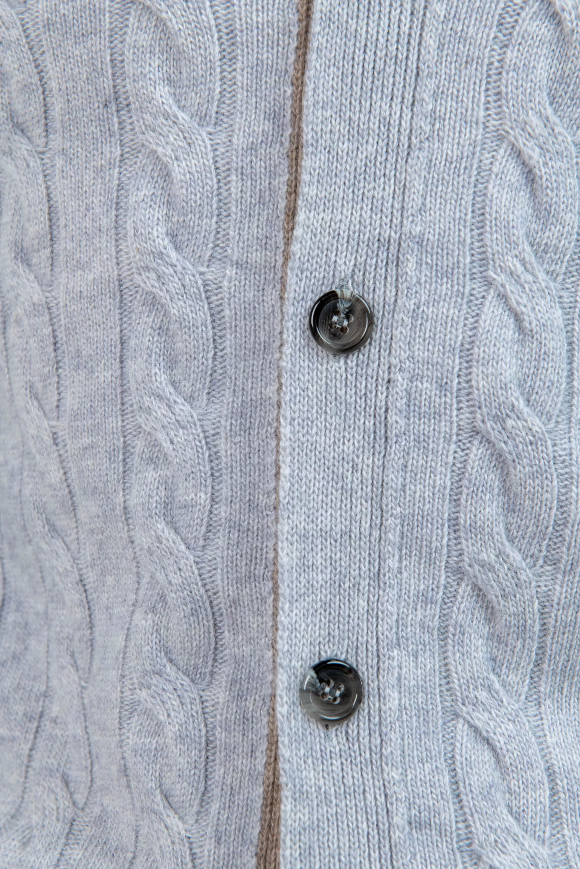 Light Grey Cable Knit Cashmere Blend Cardigan – Made In Italy | Pini Parma Store