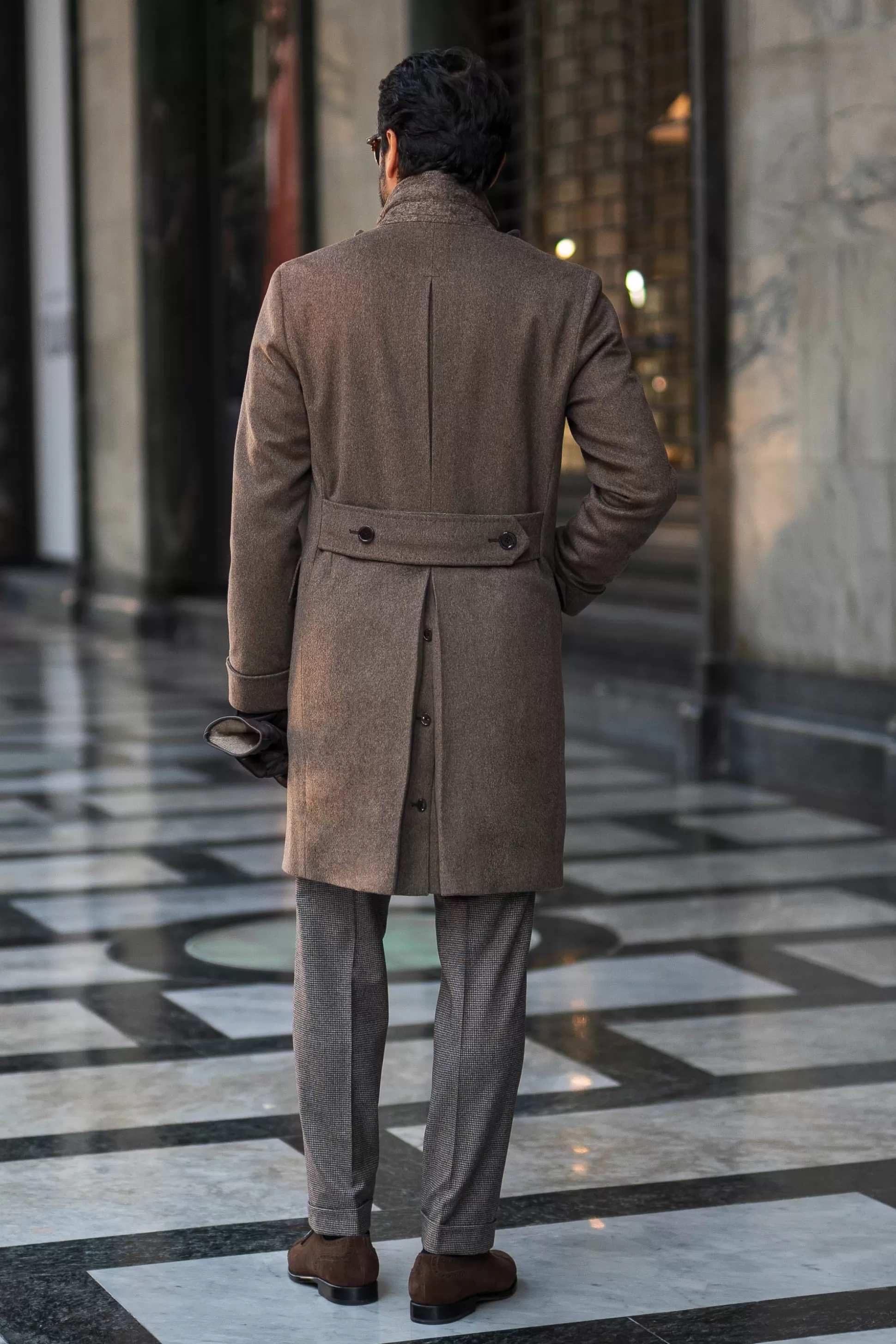 Taupe Polo Coat In Loro Piana Wool – Made In Italy | Pini Parma Discount